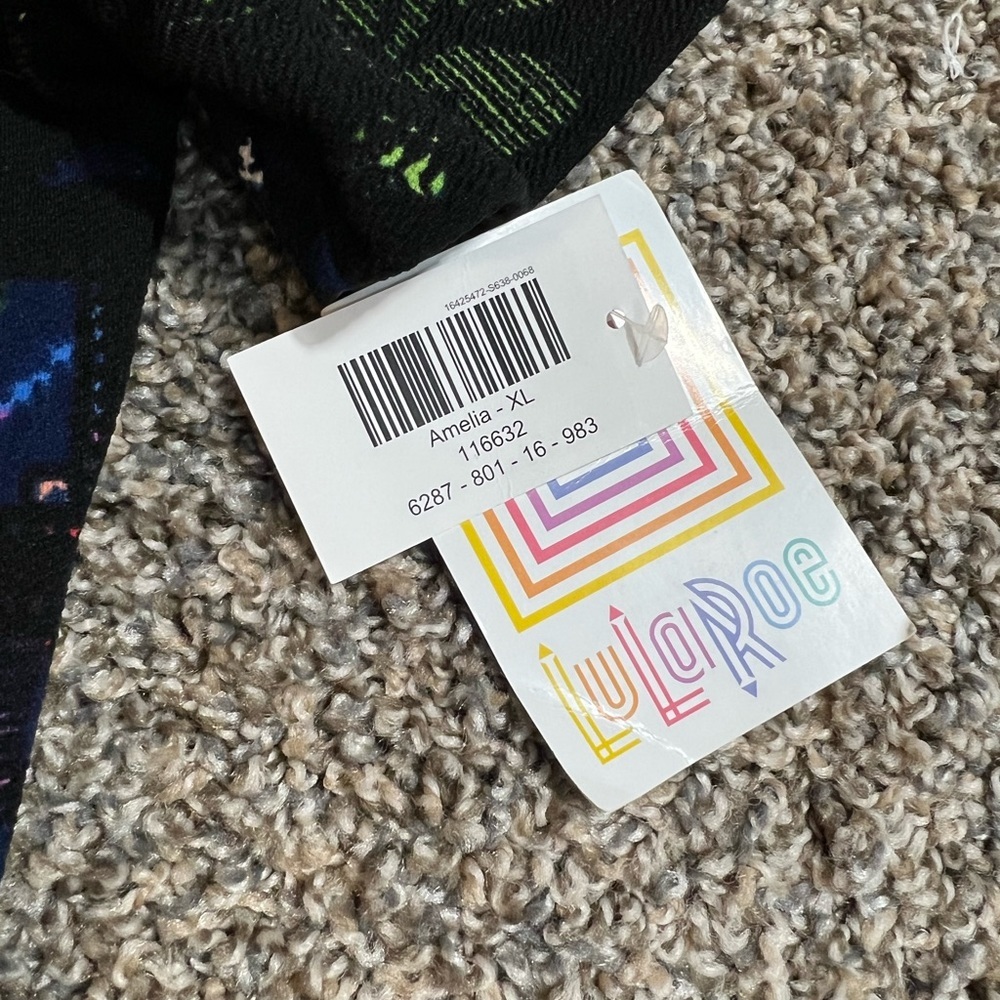 LuLaRoe Ameila Dress NWT Blue Black Pink Print Fit and Flair Size XL - Picture 7 of 11